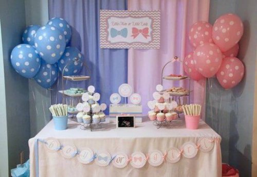 A baby shower for a boy and a girl.