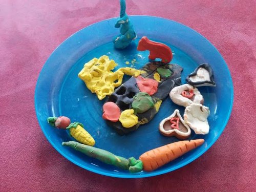 Clay creations made by a child.