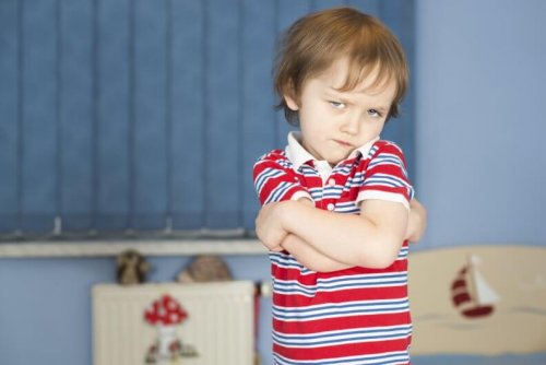 A child looking angry and upset.