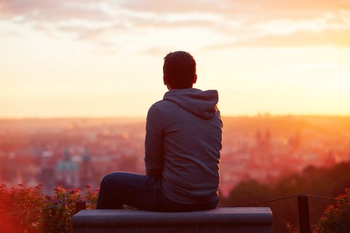 Man at the sunrise