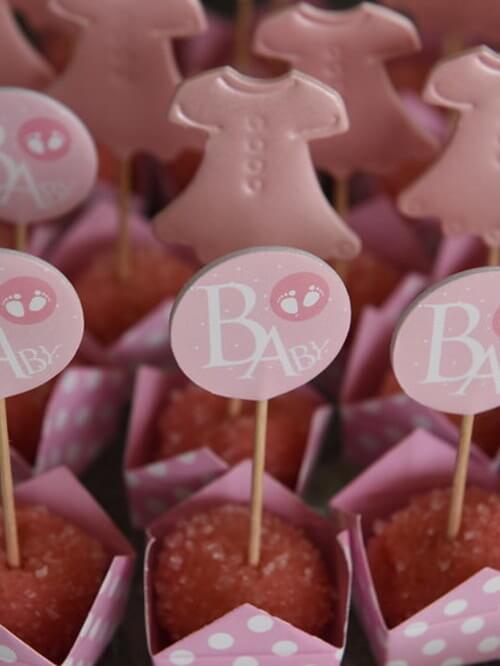 Snacks til babyshower til en pige