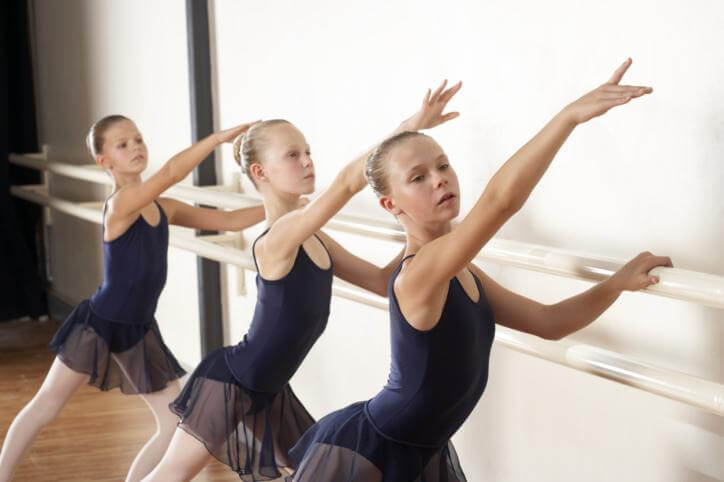Girls in a ballet class.