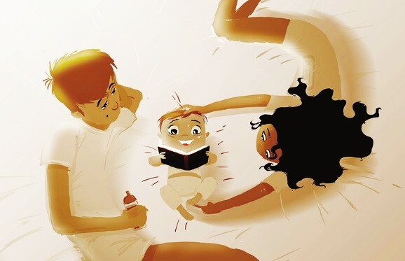 Famille réunie avec un enfant