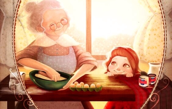 abuela cocinando con su nieta