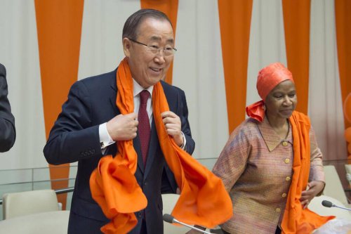 El secretario general de la ONU, Ban Ki Moon en el Día Naranja