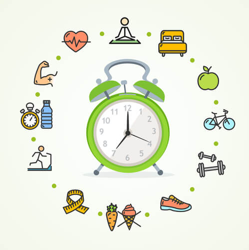 Una buena forma de establecer una rutina es marcar las actividades en un reloj.