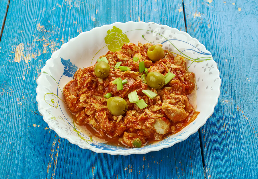A bowl of fish stew.