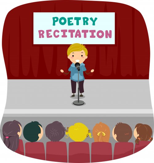 Niño en un recital de poesía.