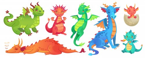 Dragones de colores.