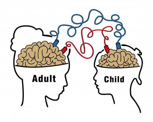 Cerebros aprendizaje social entre adultos y niños.