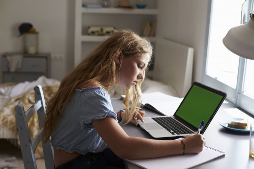 Adolescent étudiant à la maison avec une grande motivation intrinsèque.