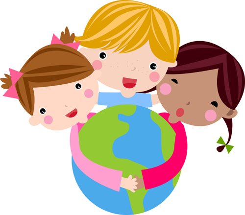 Niños abrazando el mundo gracias a su derecho de extranjería.