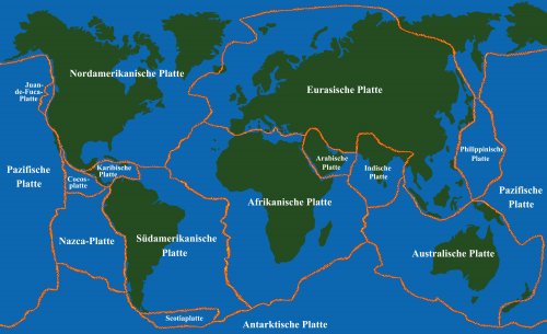Mapa con las Placas Tectónicas de todo el mundo.
