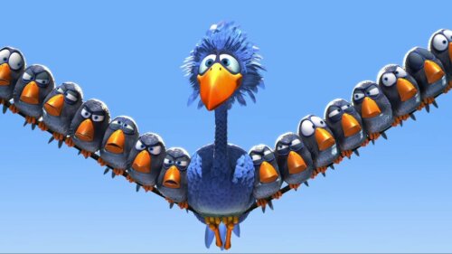Pájaros protagonistas del cortometraje For the Birds de Pixar sobre la diversidad.