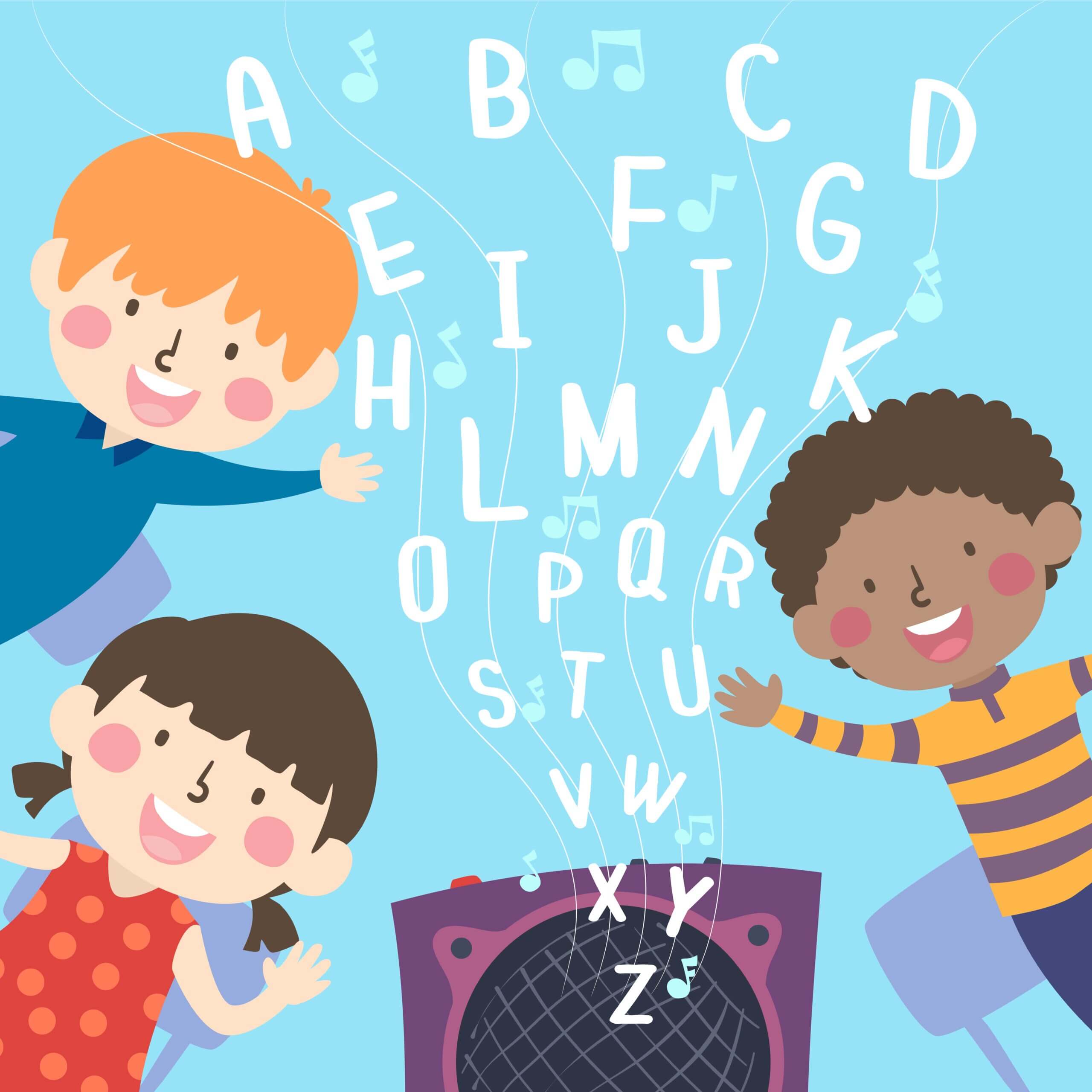 Enfants écoutant des chansons en anglais pour apprendre la langue.