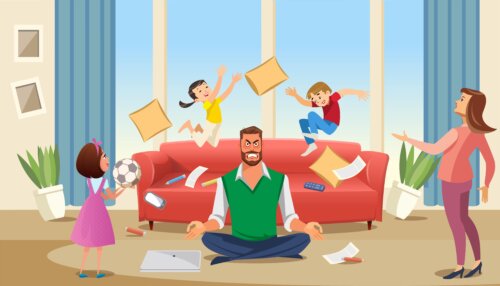 Padres practicando la paciencia activa con sus hijos.