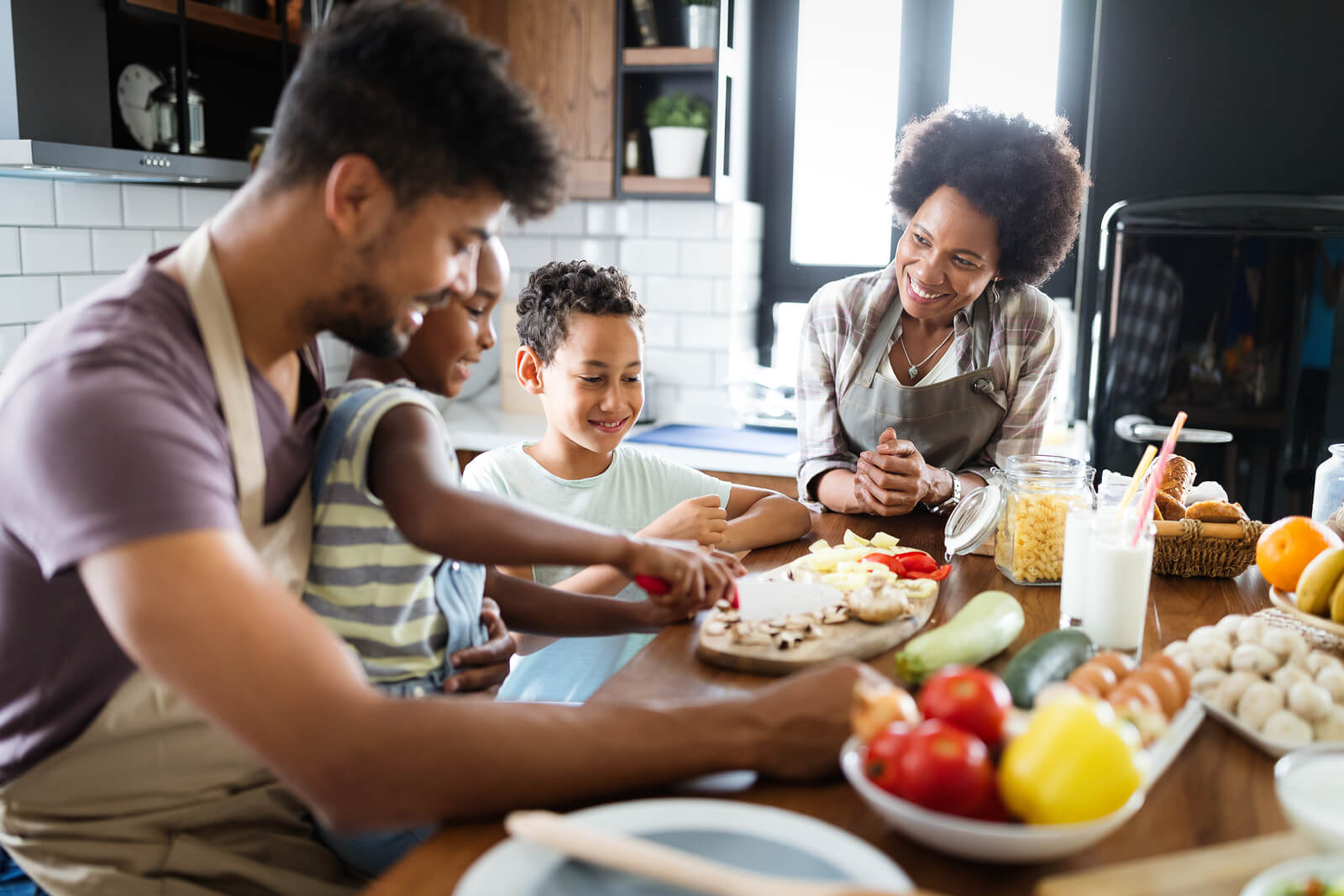 Cuisine familiale et planification d'un menu santé.