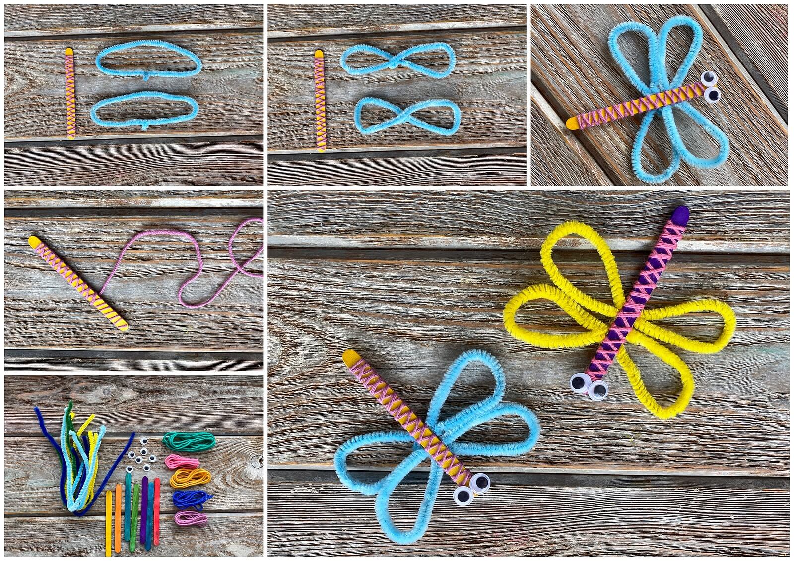 Libélulas, una de las manualidades para hacer con limpiapipas.