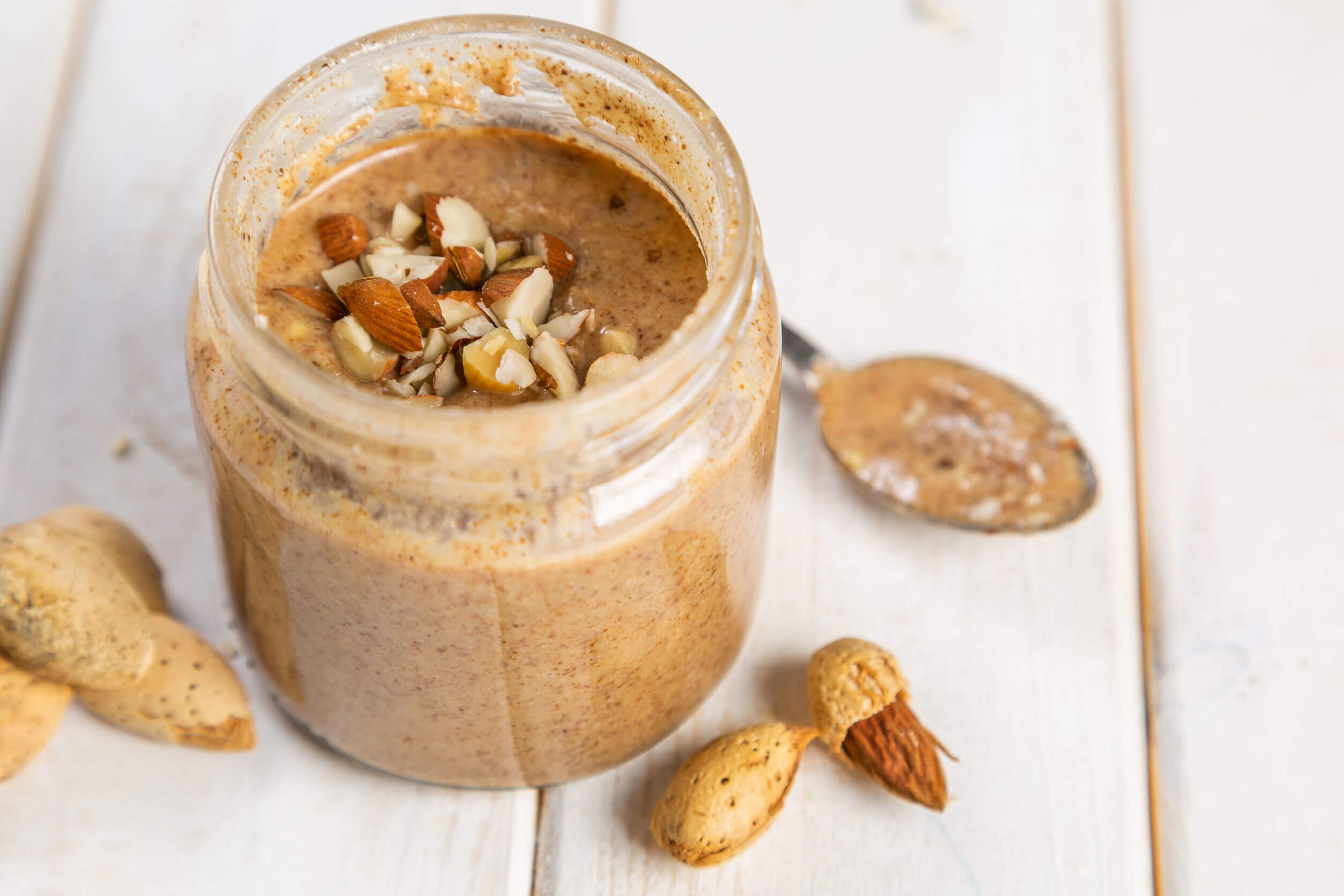A jar of homemade almond butter.
