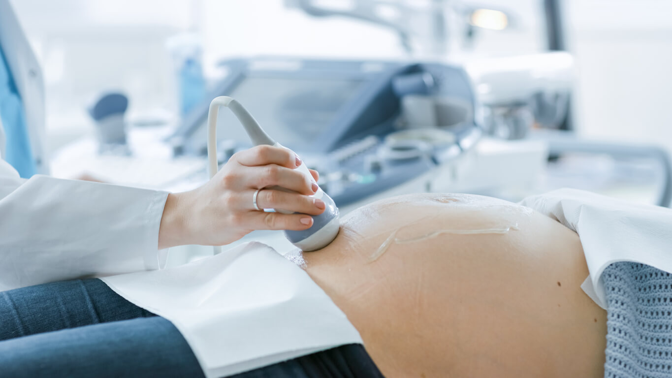 ultrassom de segundo trimestre exame morfológico prevenção fetal triagem de malformações congênitas fetais transdutor de gene ultrassom médico de mão ultrassonografista