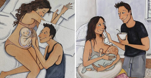 Difícil pero hermoso: ilustraciones muestran cómo es el viaje del embarazo y la maternidad