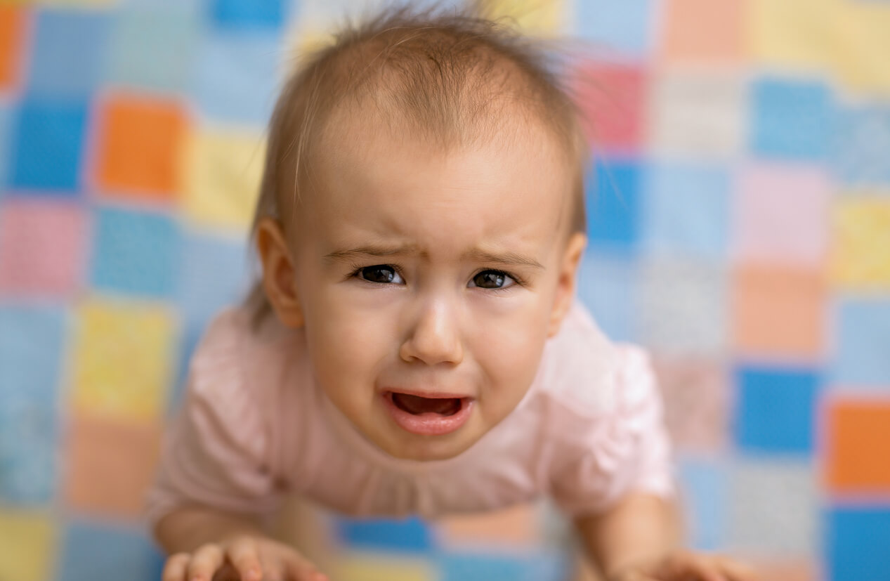 nina pequena llora con angustia mira a sus padres