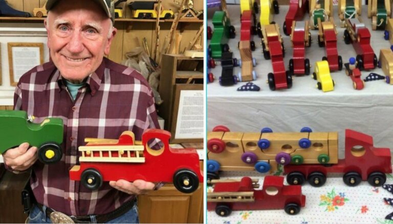 Abuelito hace felices a miles de niños en Navidad con juguetes de madera