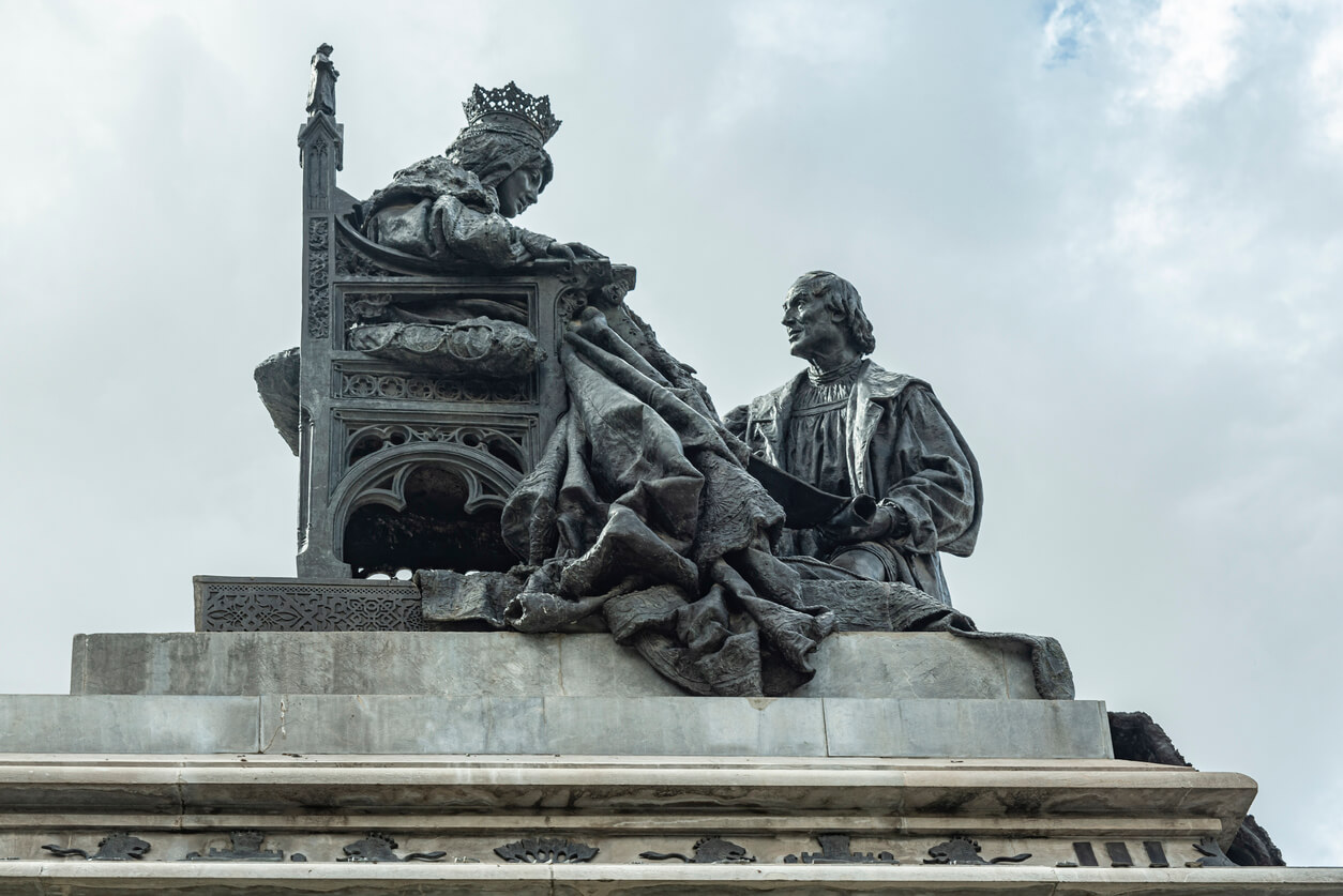 reina isabel la catolica con cristobal colon