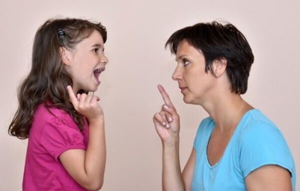 A daughter talking back to her mom.