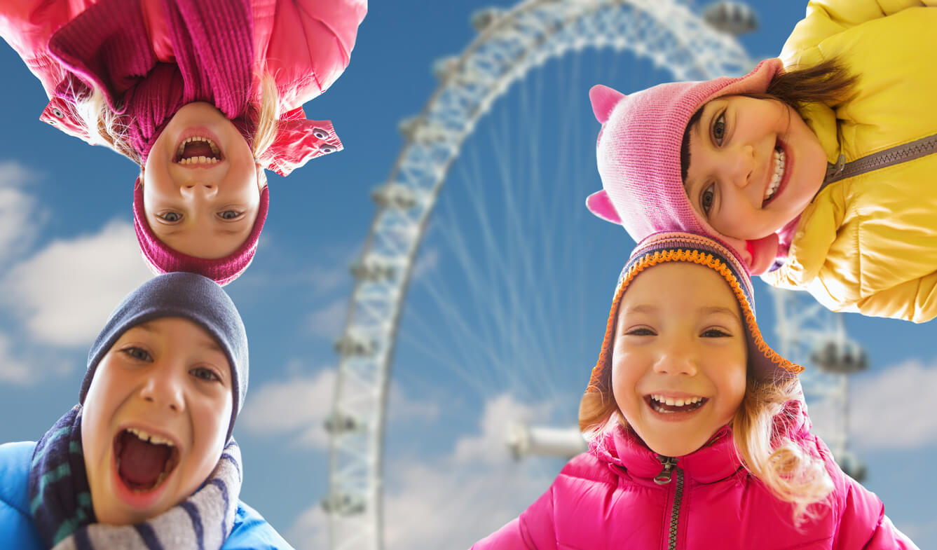 Children at an amusement park.