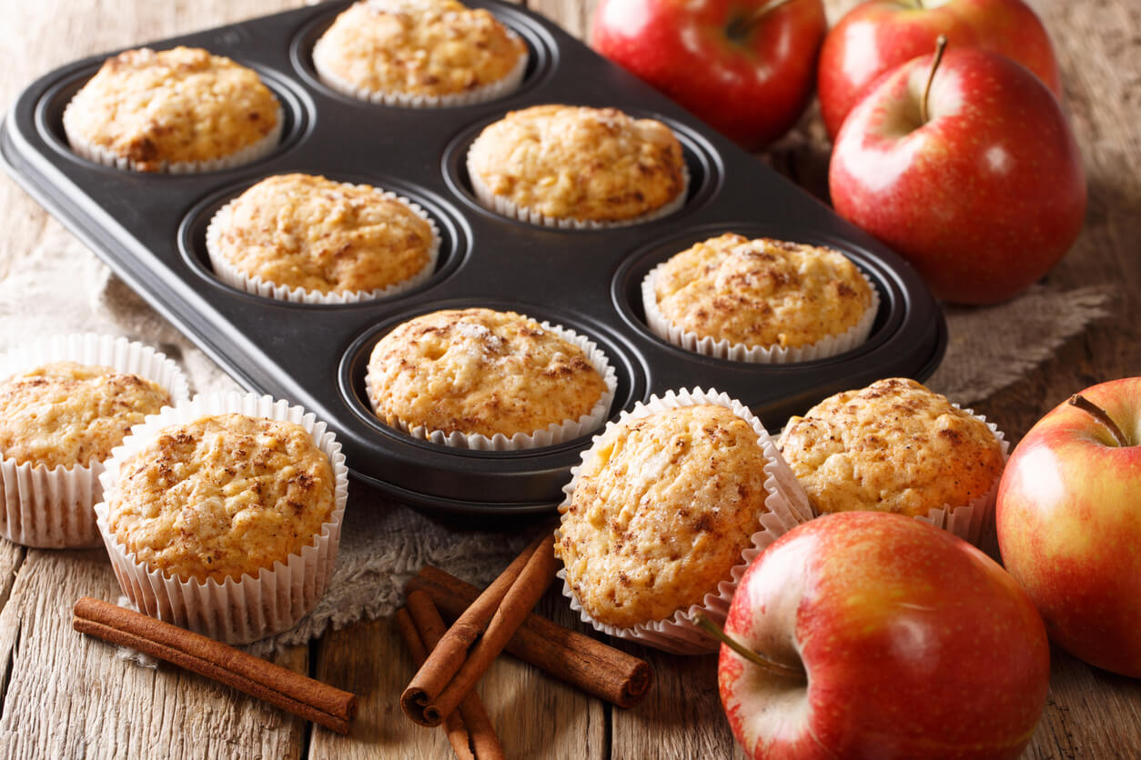 A tin of apple muffins.