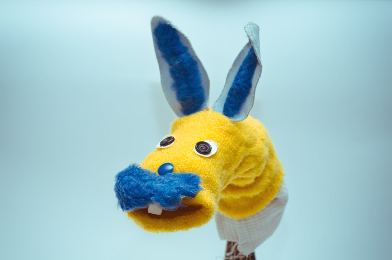 marioneta titere conejo calcetin