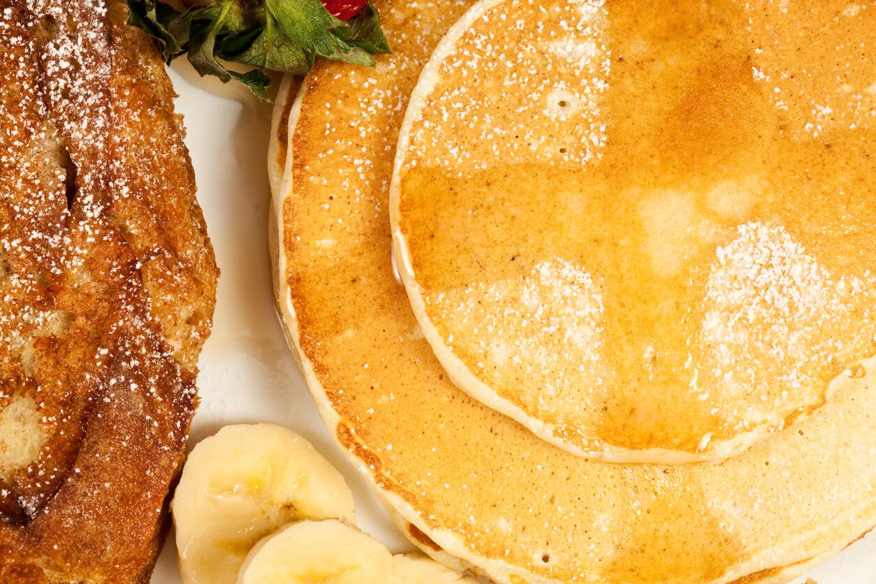 Pancakes and banana slices.