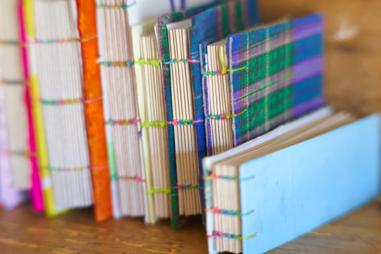 Notebooks make of recycled materials.