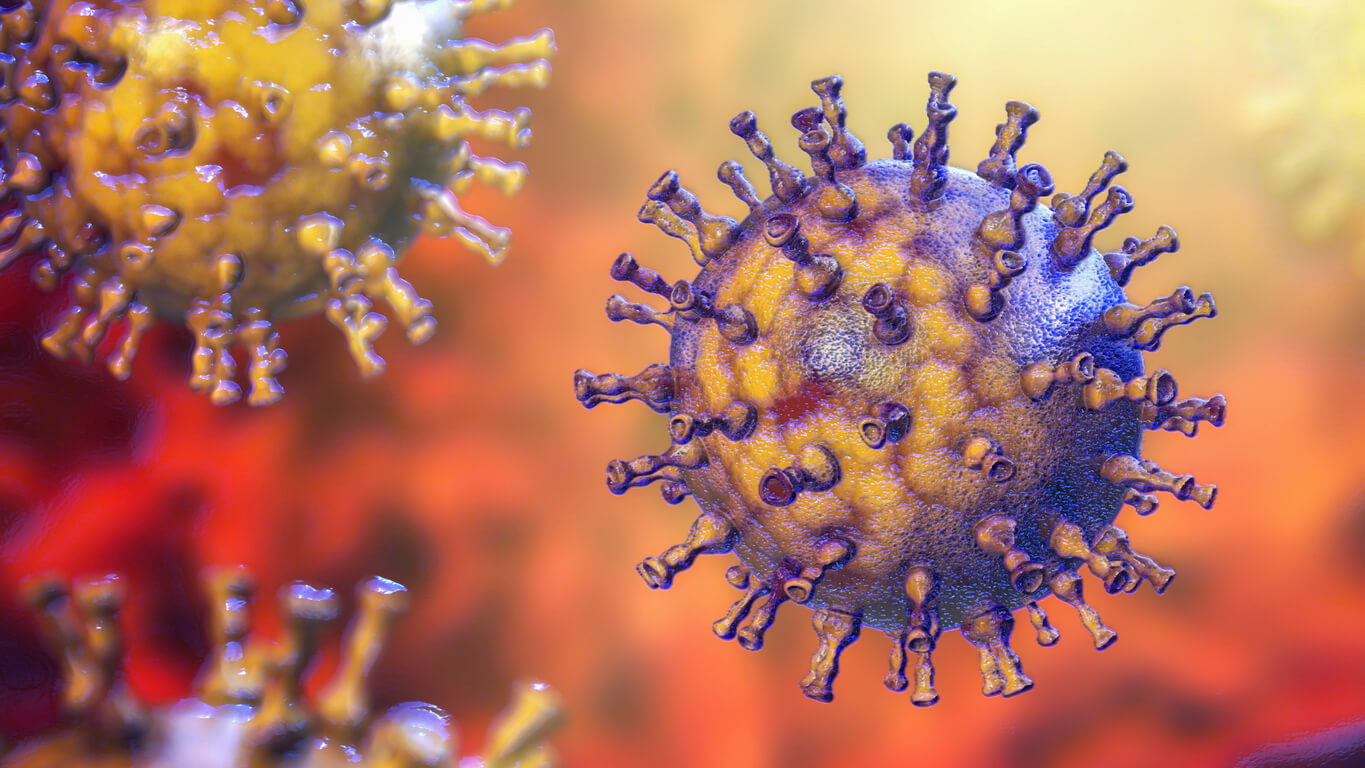 A virus under a microscope.