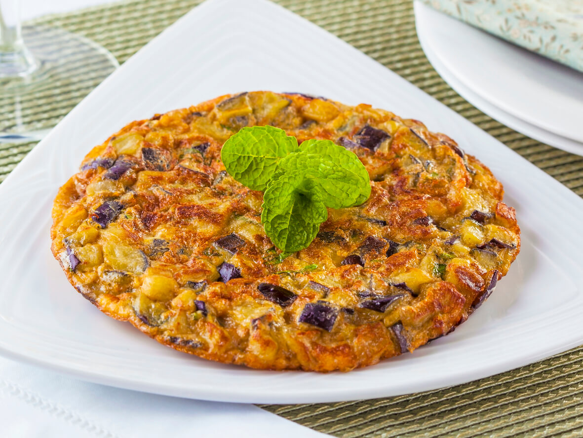 Omelette aux aubergines.