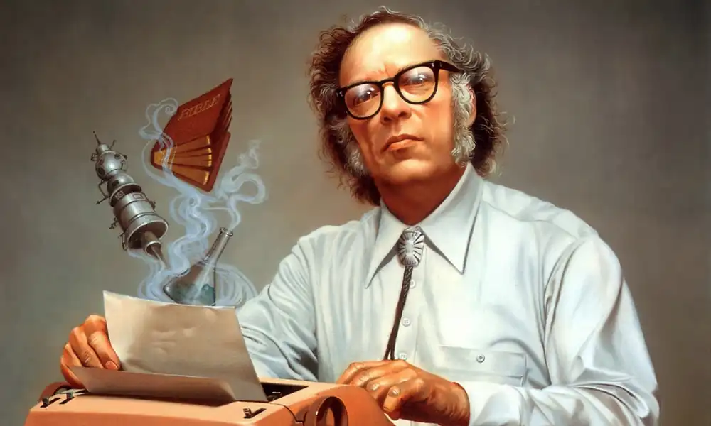 A painting of Isaac Asimov.