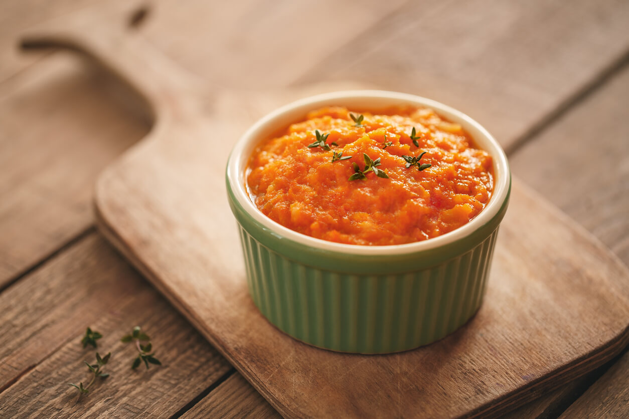 A bowl of carrot puree.