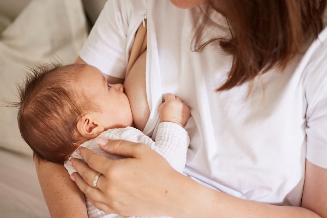 A nursing newborn.