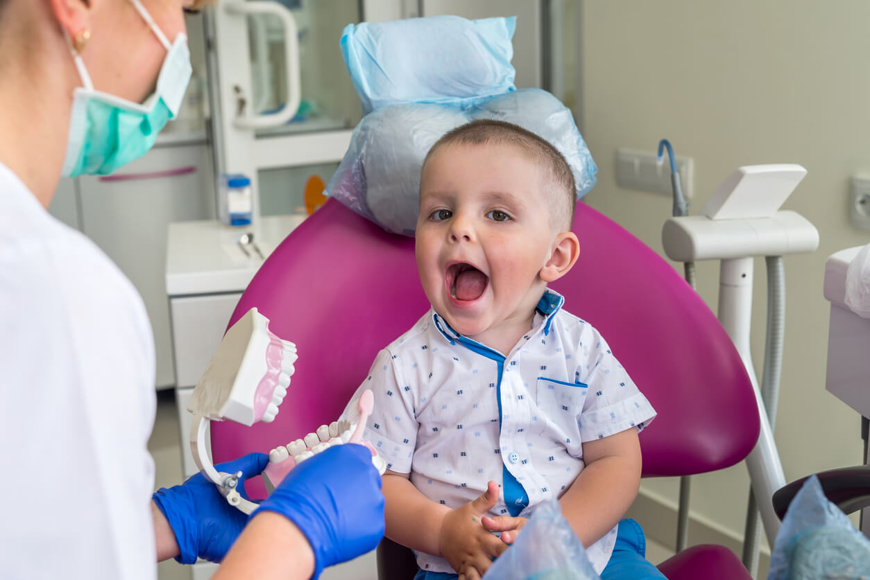 A toddler at the dentist.