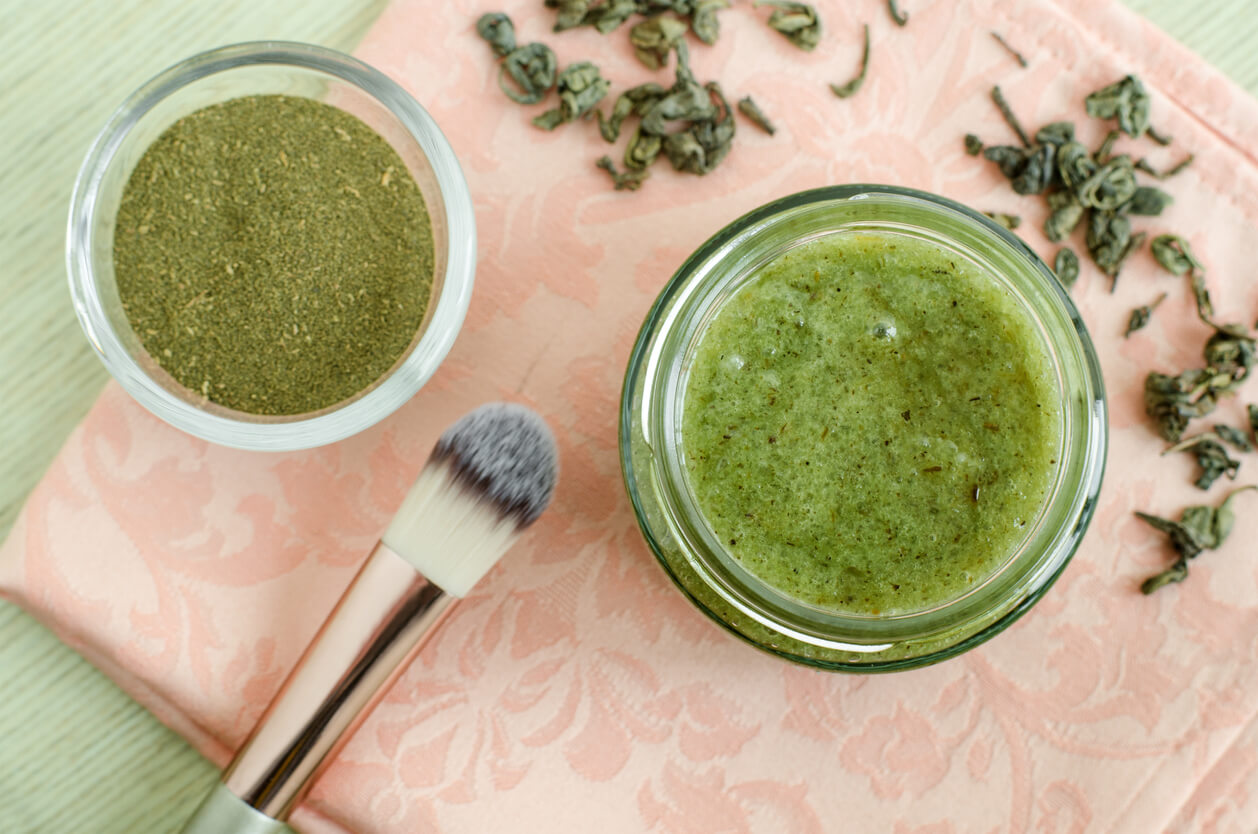 A green tea exfoliating mask.