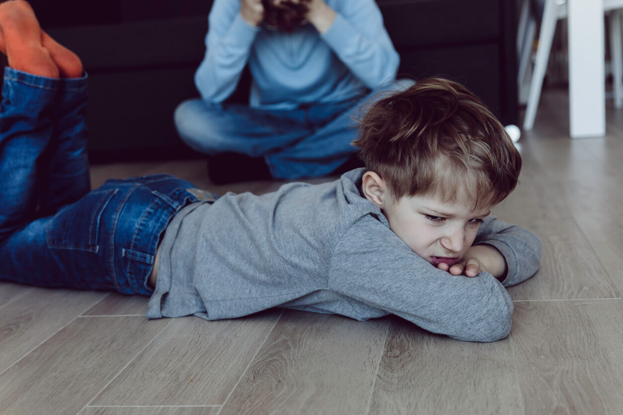 A small boy who's in a mad mood.