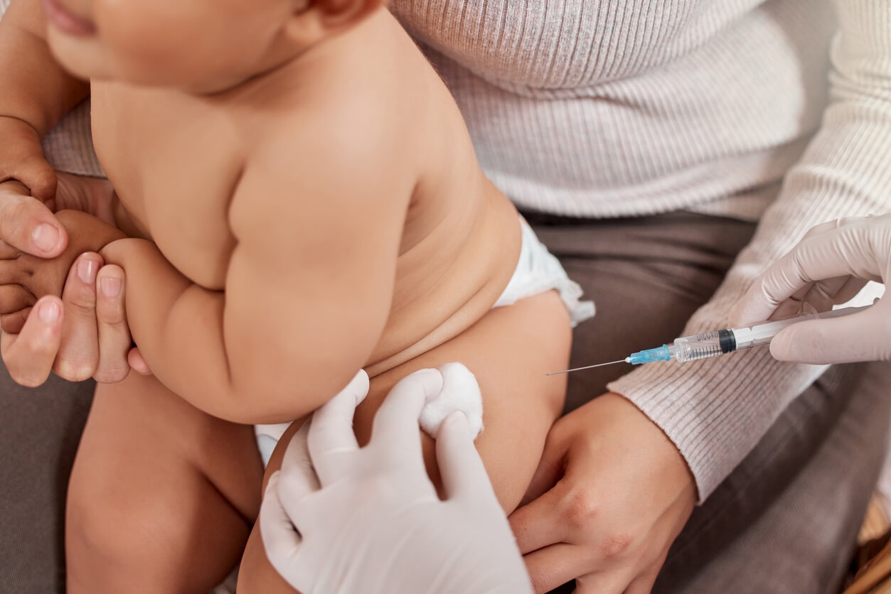 A baby receiving an infection.