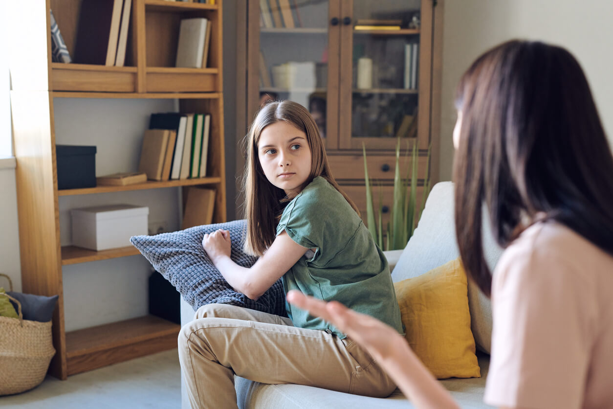 A mother asking her teenage daughter why she doesn't want to see her father.