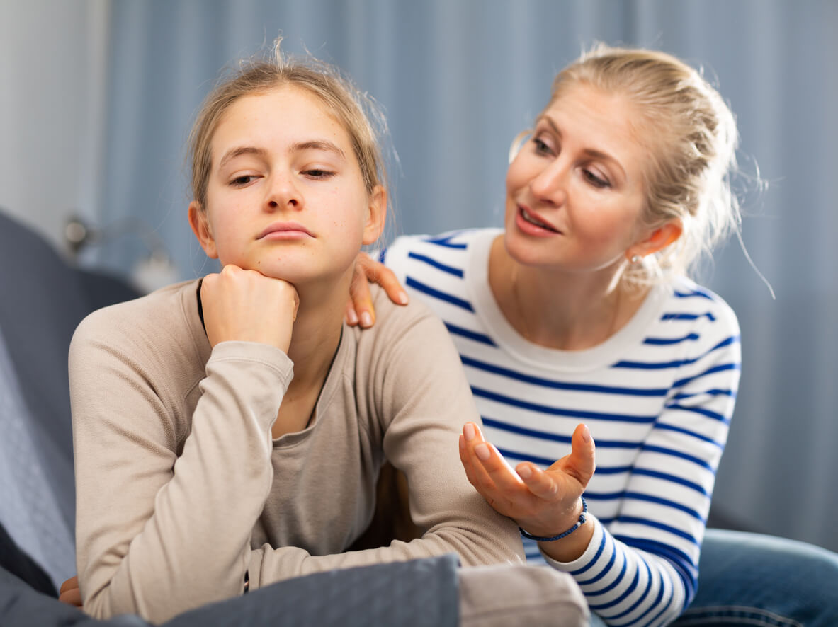 A mother downplaying her child's emotions.