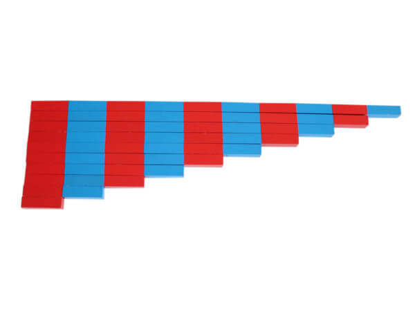 Barres numérotées en bois, mathématiques Montessori.